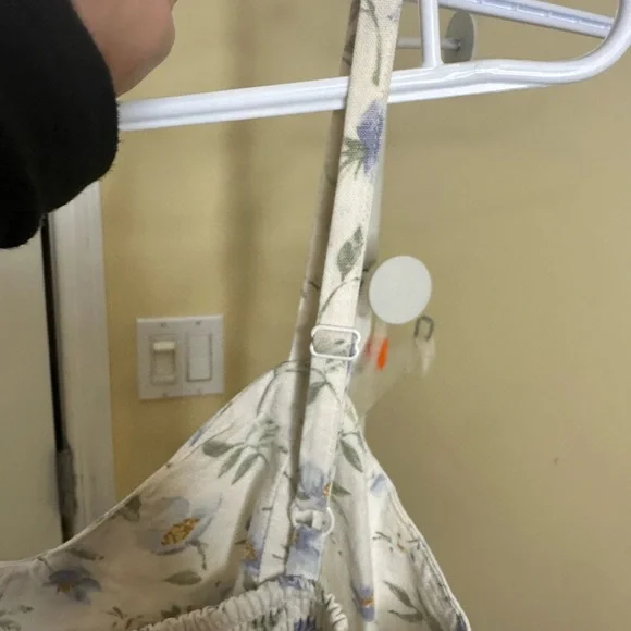 Old Navy Cream Floral Smocked Wide-Leg Jumpsuit with Blue Print - Picture 11 of 11